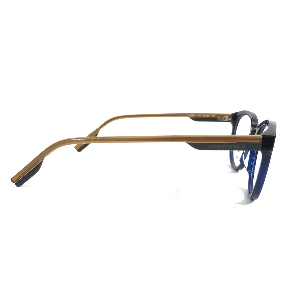 Converse Eyeglasses Frames CV5007 411 Shiny Blue Brown Round Full Rim 51-20-145